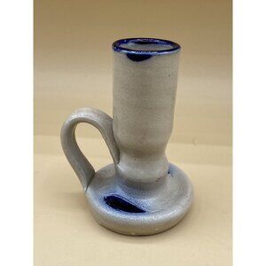 Williamsburg Pottery Salt Glazed Cobalt Blue Leaf Candle Holder Single 3 3/4”